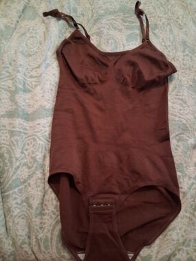 Brown Seamless Shapewear Bodysuit with Adjustable Straps
